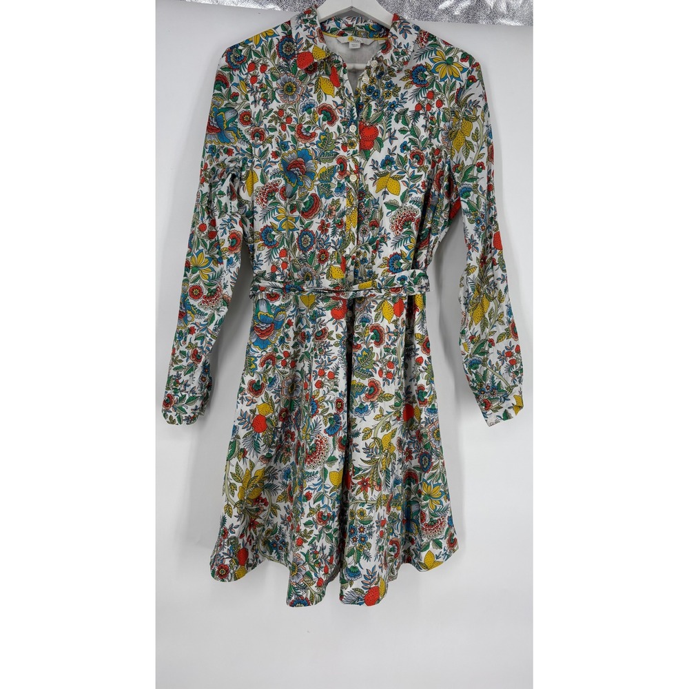Boden Women Floral Fruit Print Shirt Dress US 10R White Strawberry Lemon Cotton - Picture 9 of 11